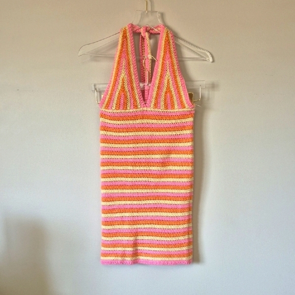 Dolls Kill Peppermayo Good Life Crochet Halter Dress, Size S/M - Picture 2 of 12